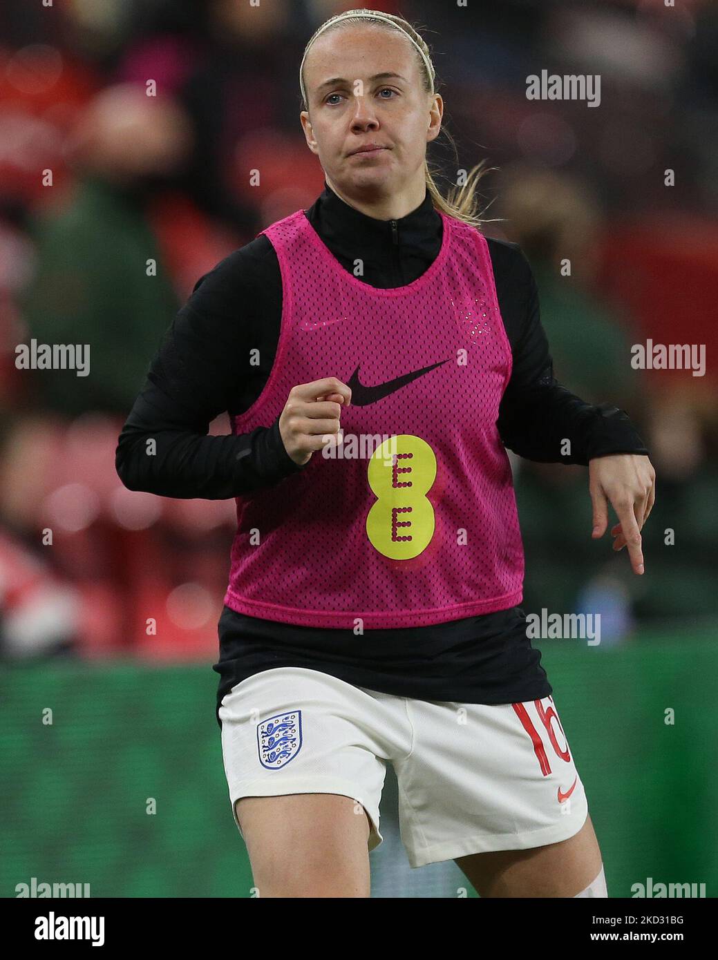 Beth Mead of England warms up during the Arnold Clark Cup match between