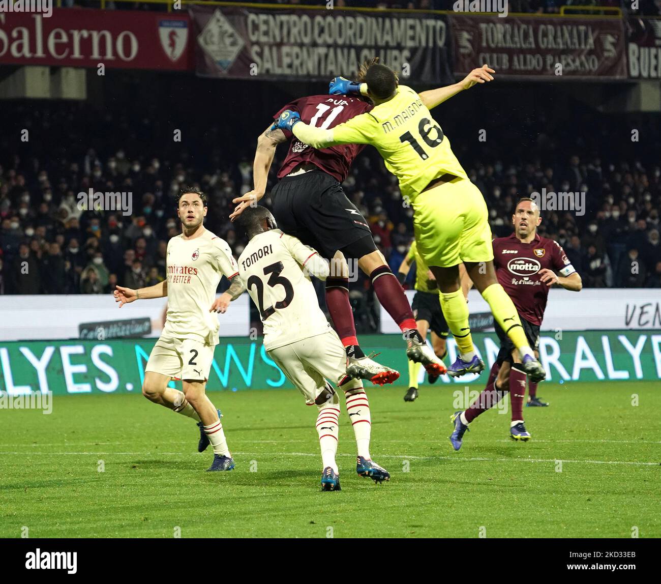 Milan Djuric of Us Salernitana during the Serie A match between Us Salernitana and Ac Milan on February 19, 2022 stadium 'Arechi' in Salerno, Italy (Photo by Gabriele Maricchiolo/NurPhoto) Stock Photo