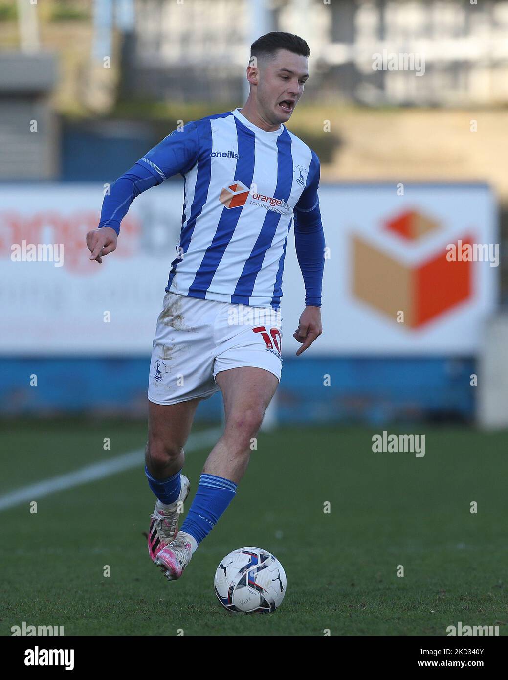 Luke Molyneux of Hartlepool United during the Sky Bet League 2 match between Hartlepool United and Sutton United at Victoria Park, Hartlepool on Saturday 19th February 2022. (Photo by Mark Fletcher/MI News/NurPhoto) Stock Photo