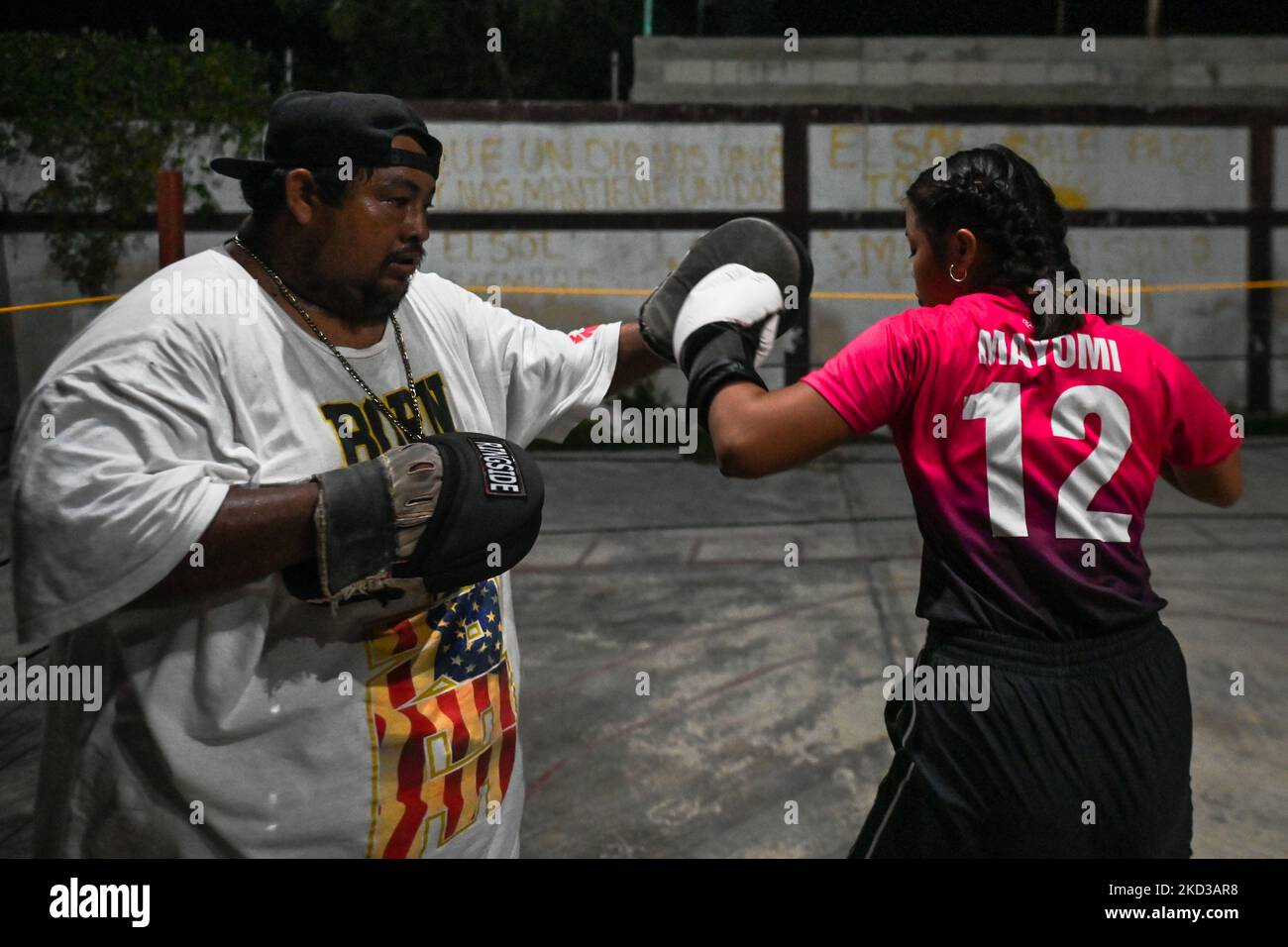 Edwin 'El Torito' Couoh seen during an evening training outdoors in Celestun. The former boxer