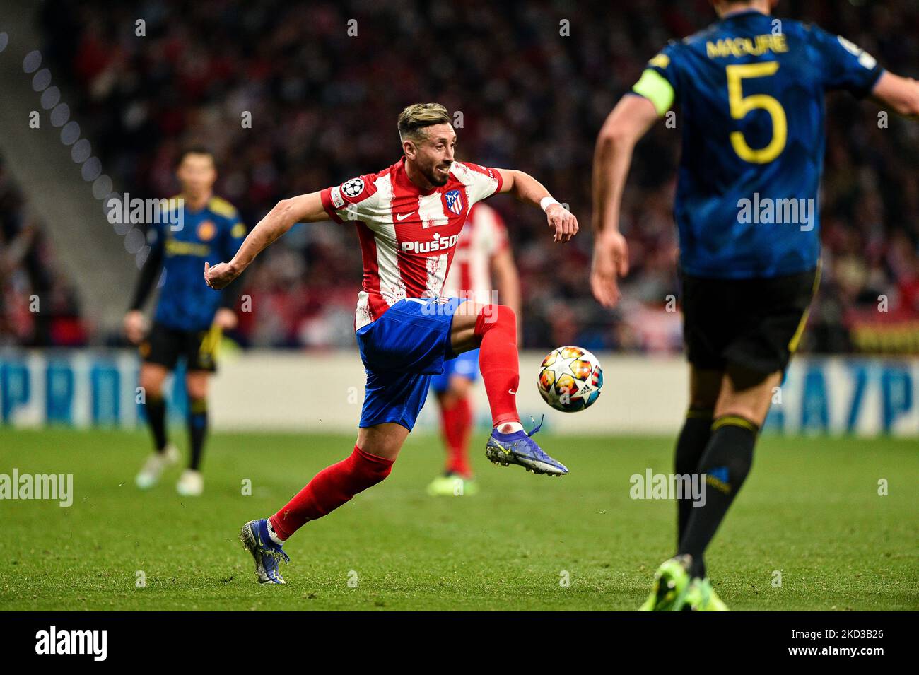 Hector Herrera during UEFA Champions League Round Of Sixteen First Leg One match between Atletico de Madrid and Manchester United at Wanda Metropolitano on February 23, 2022 in Madrid, Spain. (Photo by Rubén de la Fuente Pérez/NurPhoto) Stock Photo