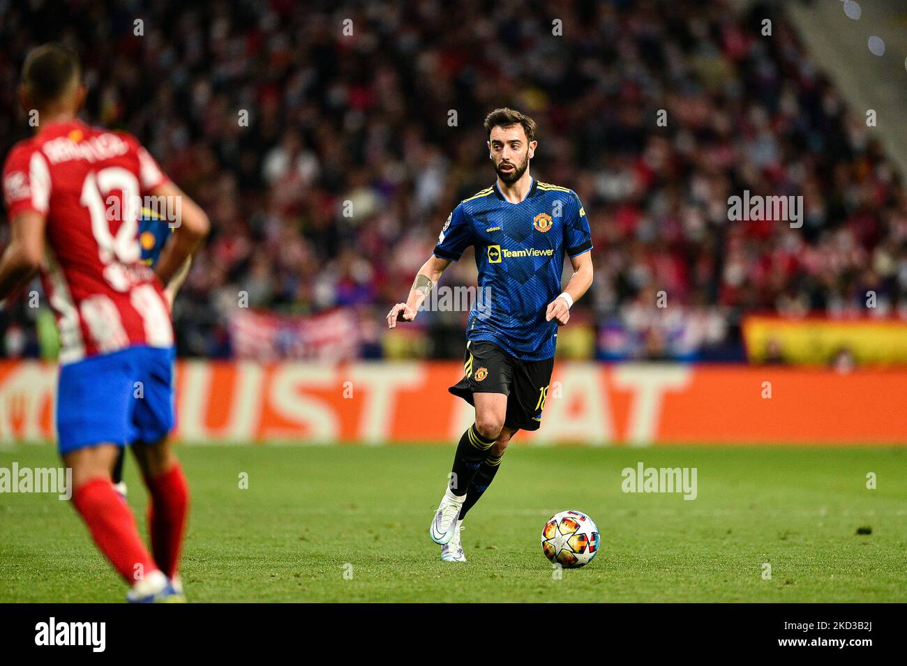 Bruno Fernandes during UEFA Champions League Round Of Sixteen First Leg One match between Atletico de Madrid and Manchester United at Wanda Metropolitano on February 23, 2022 in Madrid, Spain. (Photo by Rubén de la Fuente Pérez/NurPhoto) Stock Photo