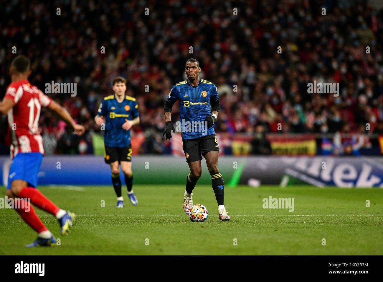 Paul Pogba during UEFA Champions League Round Of Sixteen First Leg One match between Atletico de Madrid and Manchester United at Wanda Metropolitano on February 23, 2022 in Madrid, Spain. (Photo by Rubén de la Fuente Pérez/NurPhoto) Stock Photo