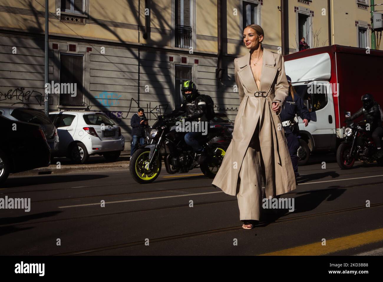 Leonie Hanne arriving at Fendi fashion show during the Milan Fashion
