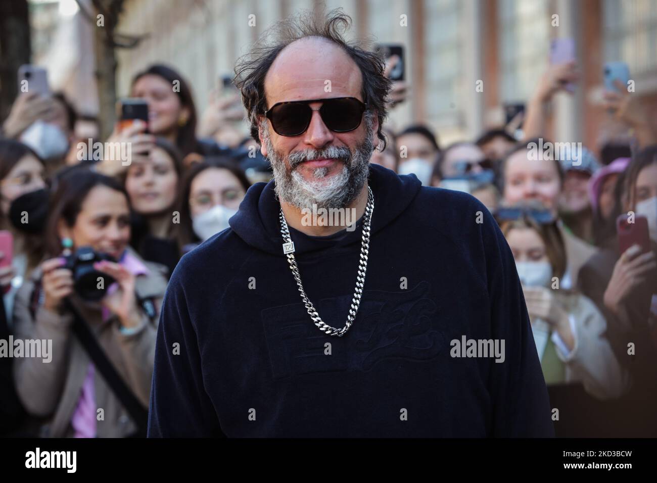 Luca Guadagnino arriving at Fendi fashion show during the Milan Fashion Week Fall/Winter 2022/2023 on February 23, 2022 in Milan, Italy. (Photo by Mairo Cinquetti/NurPhoto) Stock Photo