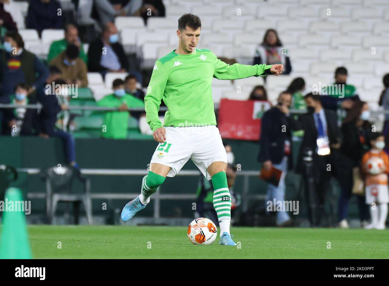 Guido Rodriguez of Real Betis and Tokmac Chol Nguen of Ferencvaros during  the UEFA Europa League match between Real Betis and Ferencvaros TC played  at Benito Villamarin Stadium on November 25, 2021