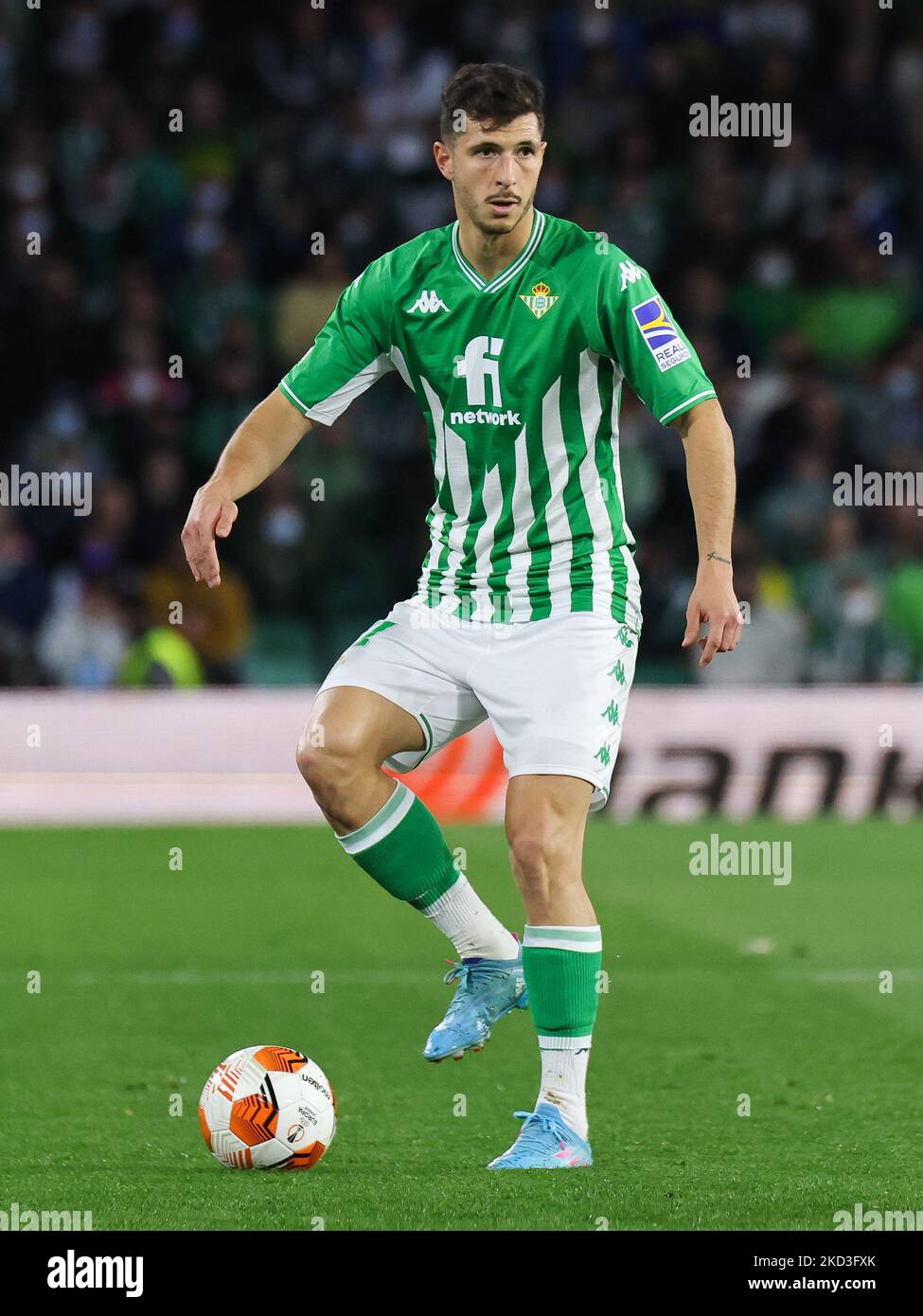 Guido Rodriguez of Real Betis and Tokmac Chol Nguen of Ferencvaros during  the UEFA Europa League match between Real Betis and Ferencvaros TC played  at Benito Villamarin Stadium on November 25, 2021