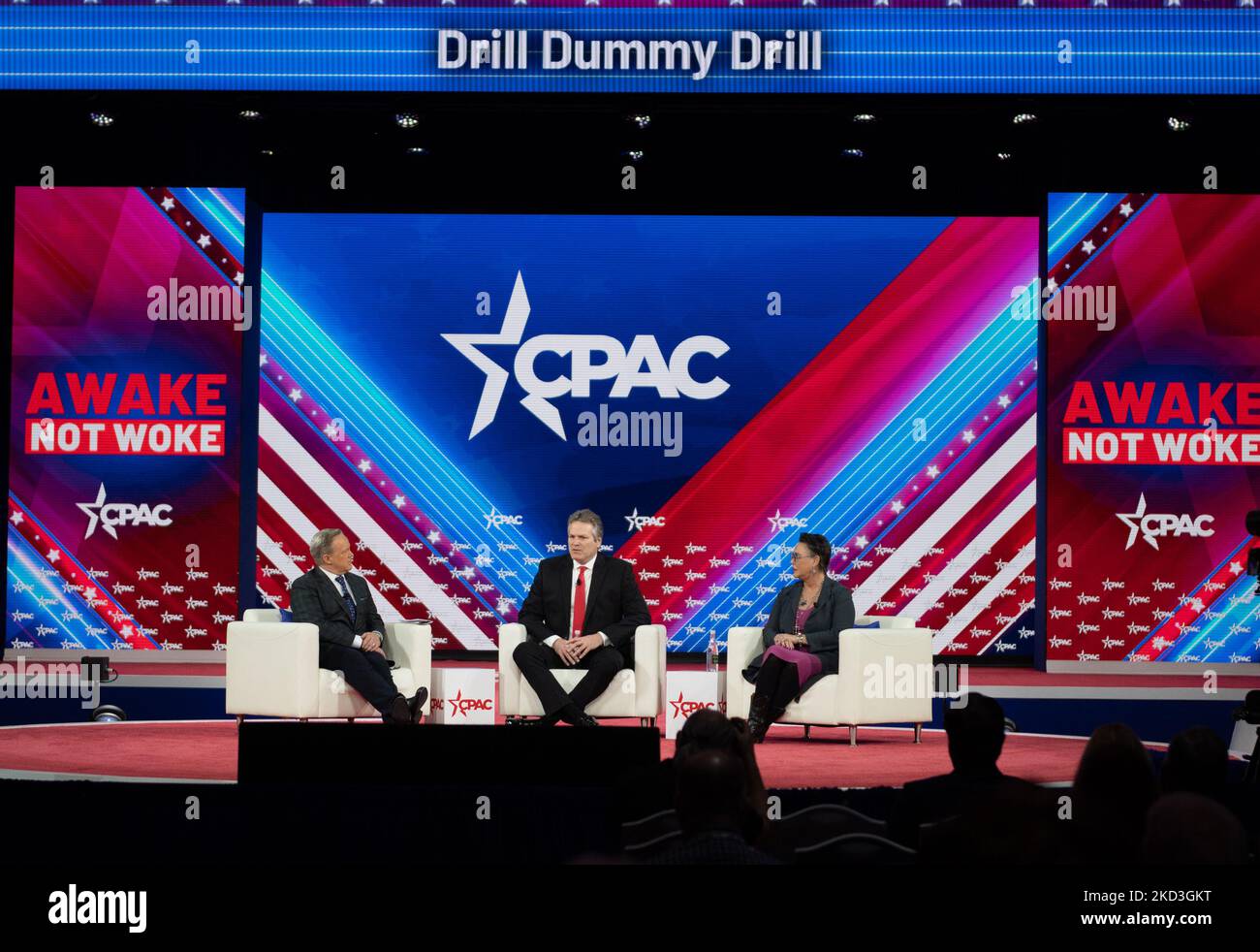 Sean Spicer, Mike Dunleavy, Harriet Hageman speak at the 2022 annual CPAC in Orlando, Florida on February 25, 2022. (Photo by Zach Roberts/NurPhoto) Stock Photo