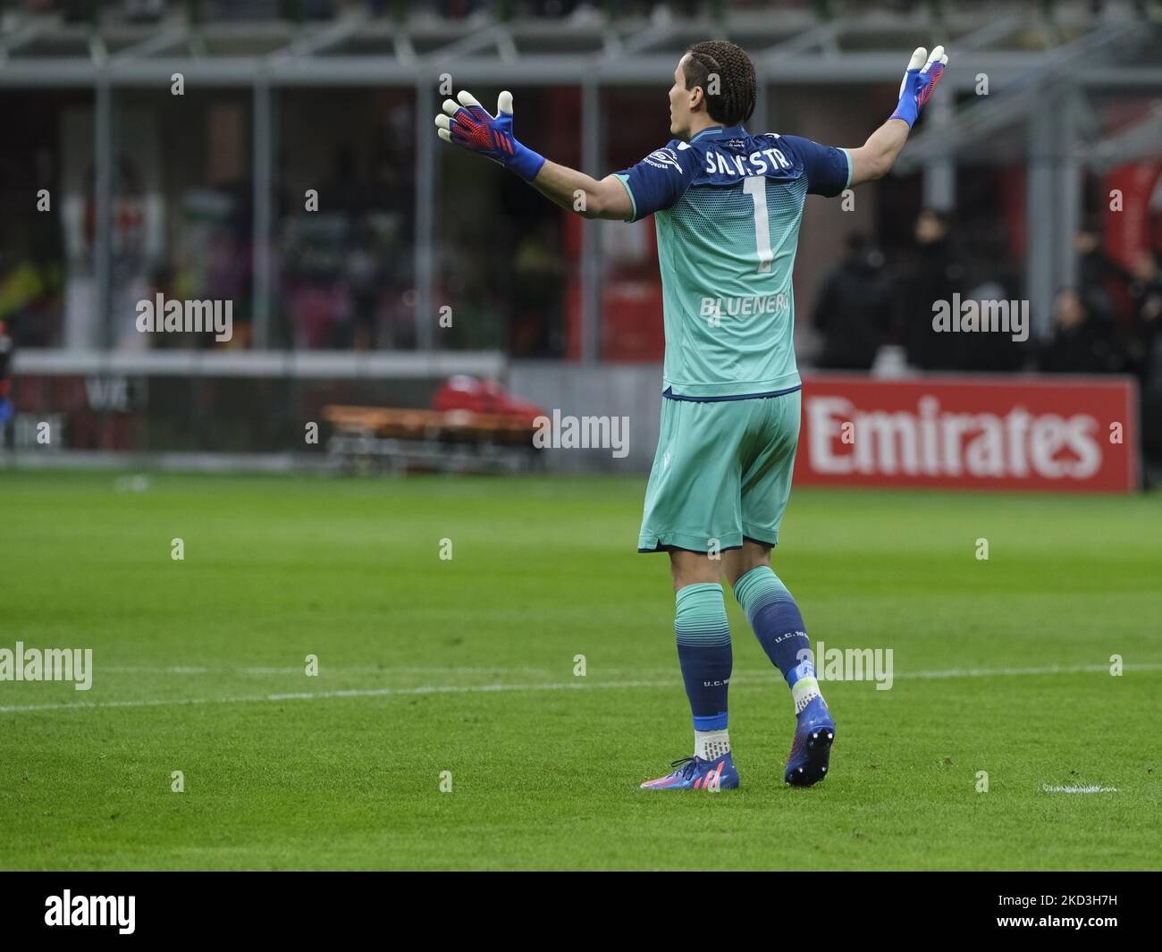 Marco Silvestri during Serie A match between Milan v Udinese in Milan,  Italy, on February 25, 2022. (Photo by Loris Roselli/NurPhoto Stock Photo -  Alamy, image size:1300x1065