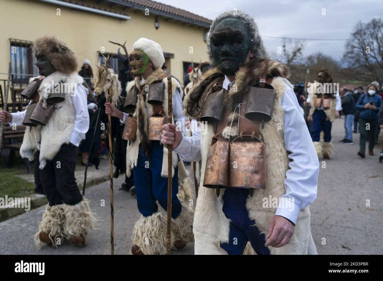 Young People With Sheep Skins And Masks That Is The Attire Of The young-people-with-sheep-skins-and-masks-that-is-the-attire-of-the