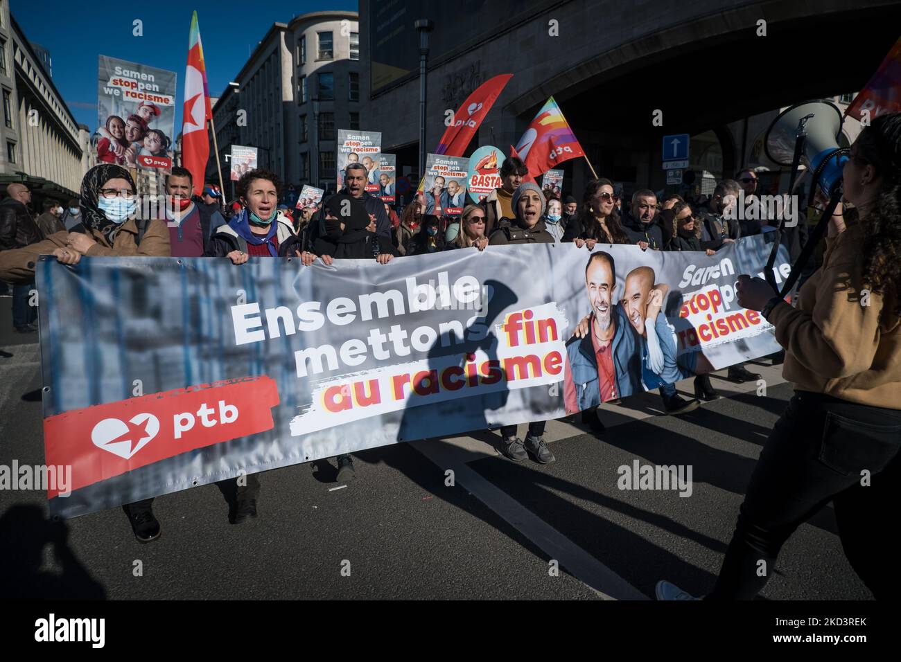 The BWP protest against the energy crisis, which threatens to worsen with the current conflict in Ukraine, in Brussels, Belgium, on February 27, 2022. (Photo by Aurore Belot/NurPhoto) Stock Photo