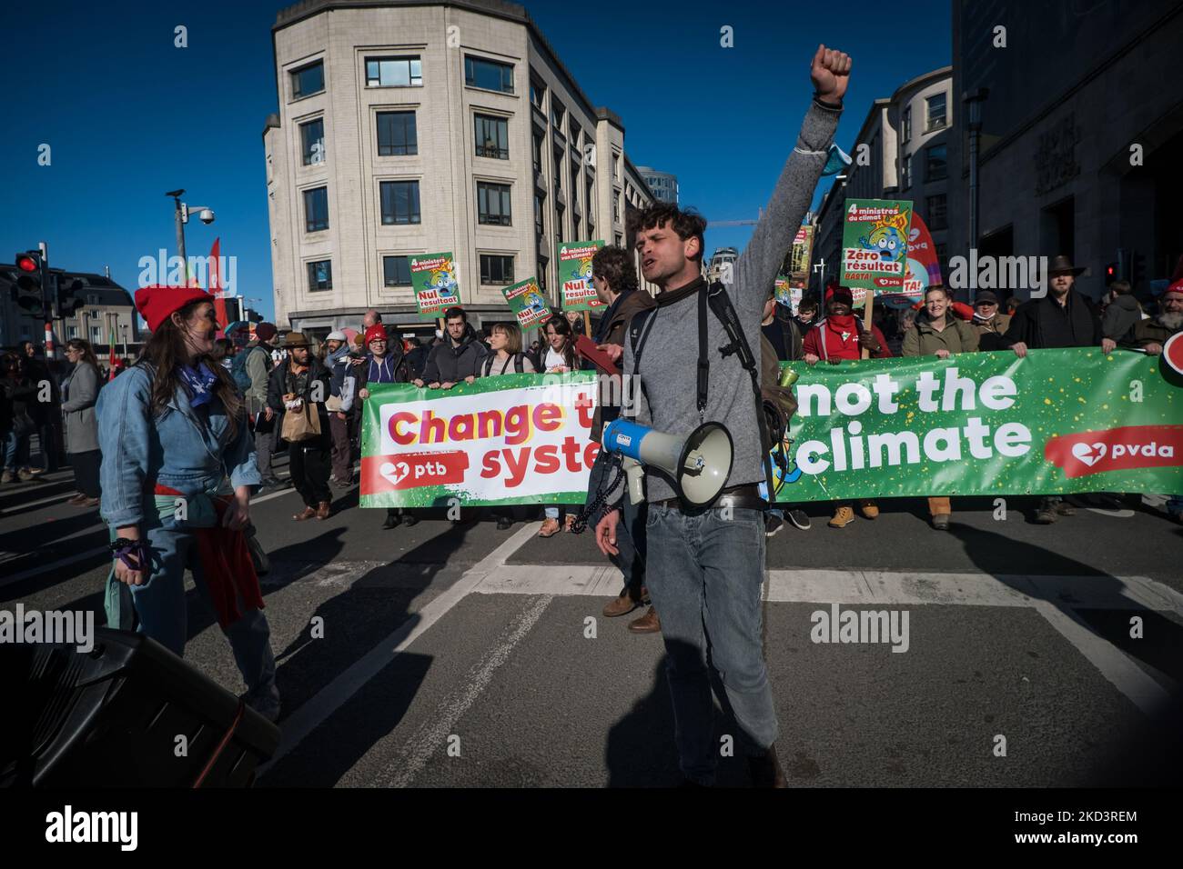 The BWP protest against the energy crisis, which threatens to worsen with the current conflict in Ukraine, in Brussels, Belgium, on February 27, 2022. (Photo by Aurore Belot/NurPhoto) Stock Photo