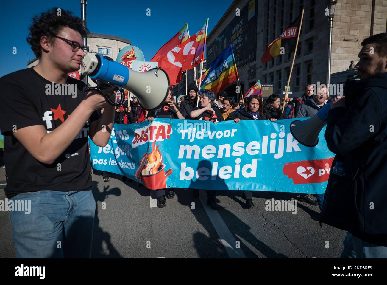 The BWP protest against the energy crisis, which threatens to worsen with the current conflict in Ukraine, in Brussels, Belgium, on February 27, 2022. (Photo by Aurore Belot/NurPhoto) Stock Photo