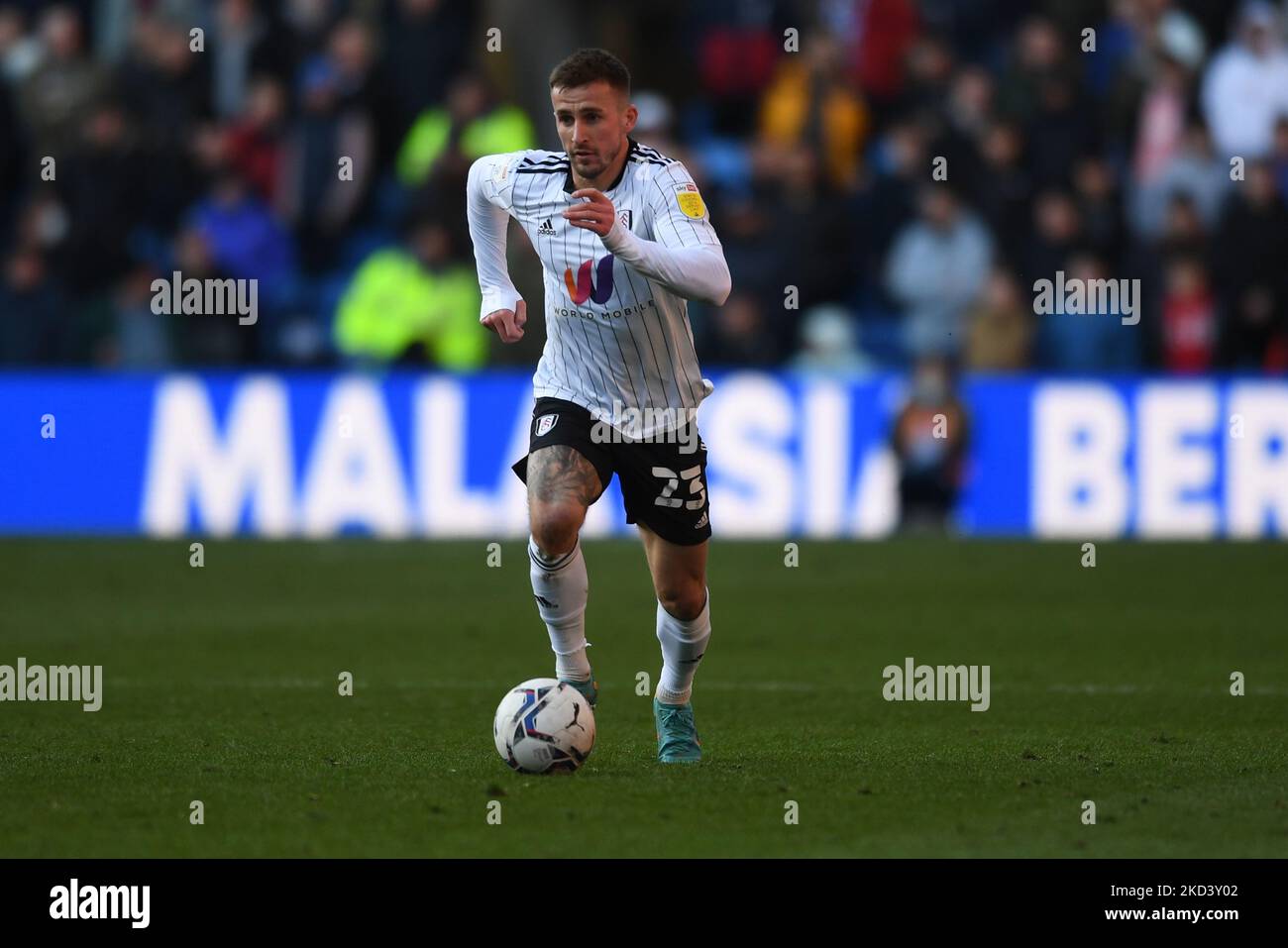 Joe Bryan of Fulham during the Sky Bet Championship match between Cardiff City and Fulham at the Cardiff City Stadium, Cardiff on Saturday 26th February 2022. (Photo by Jeff Thomas/MI News/NurPhoto) Stock Photo