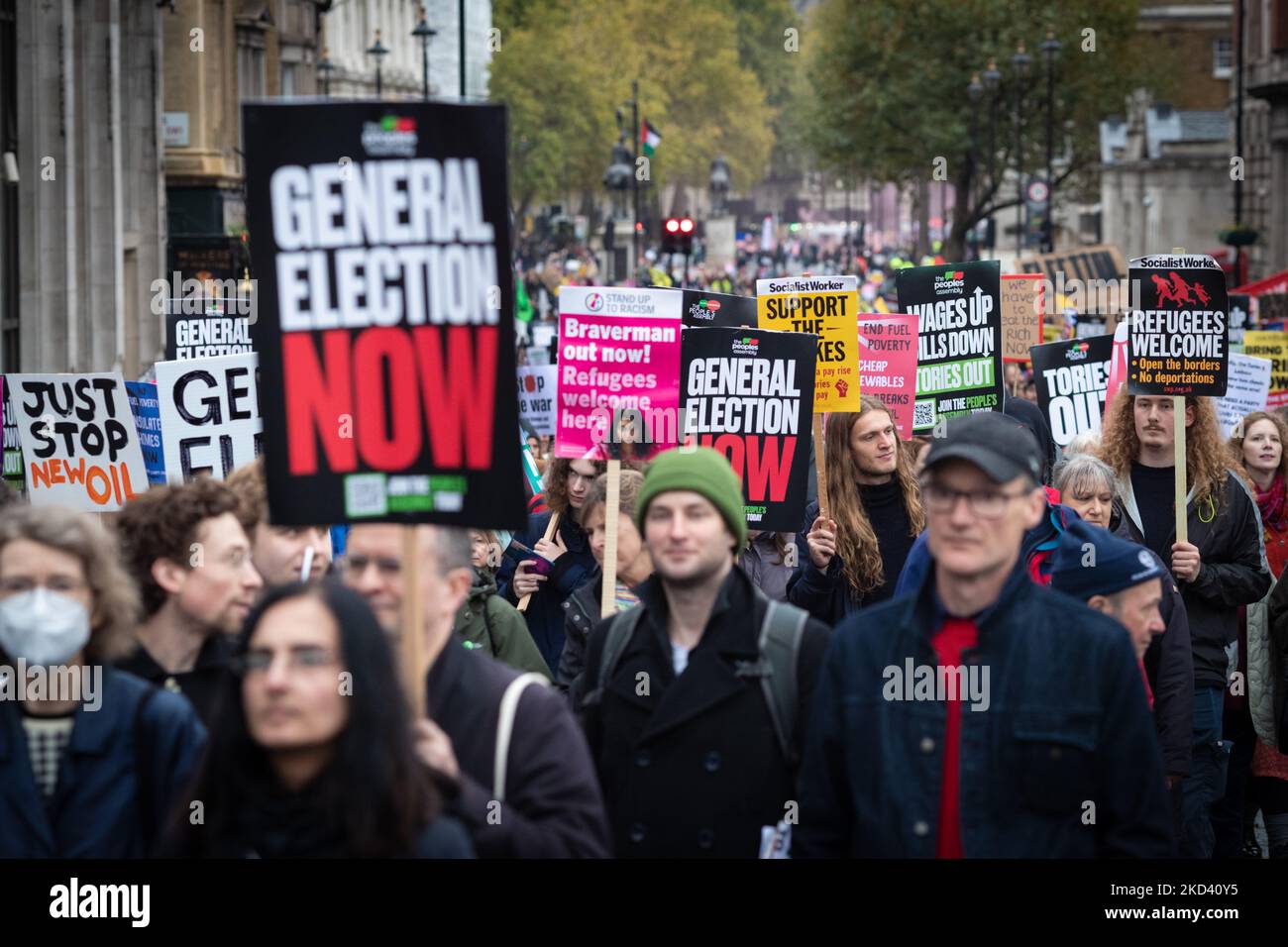 London, UK. 05th Nov, 2022. Thousands of people take to the streets for a national demonstration. The Peoples Assembly are protesting against the government's lack of action in dealing with the cost of living crisis and is calling for a general election. Credit: Andy Barton/Alamy Live News Stock Photo