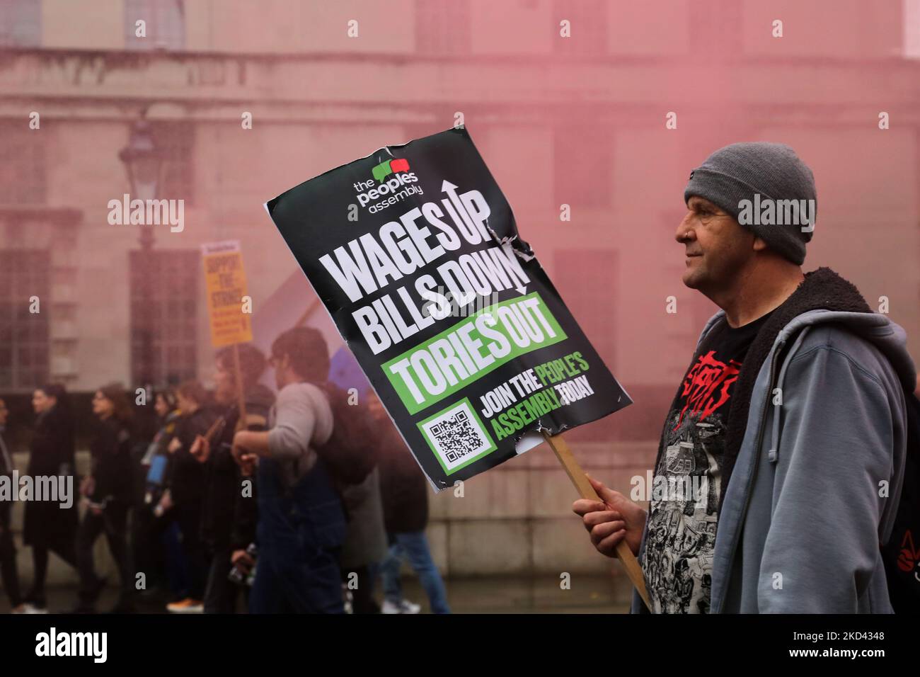 Protesters march through central London, past Westminster and Downing Street, protesting the cost of living crisis and calling for a general election. The protest has been labelled 'Britain is Broken' November 5th 2022 Copyright Anna Hatfield Stock Photo