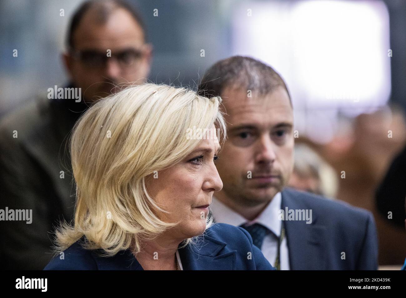 Marine Le Pen visited the ''Salon de l'Agriculture'' and meet the agricultural workers, in Paris, France, on March 02, 2022. (Photo by Jerome Gilles/NurPhoto) Stock Photo
