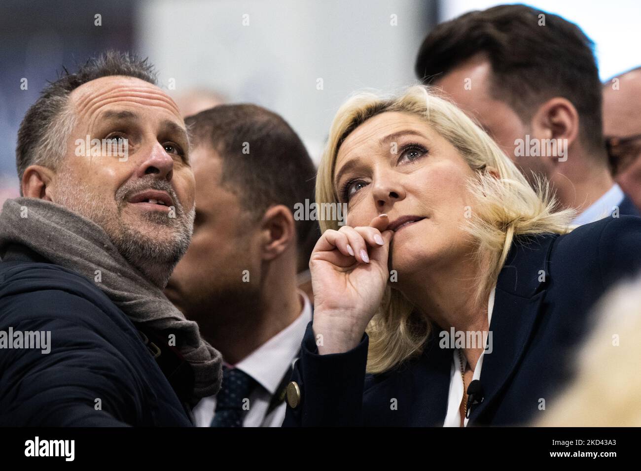 Marine Le Pen visited the ''Salon de l'Agriculture'' and meet the agricultural workers, in Paris, France, on March 02, 2022. (Photo by Jerome Gilles/NurPhoto) Stock Photo