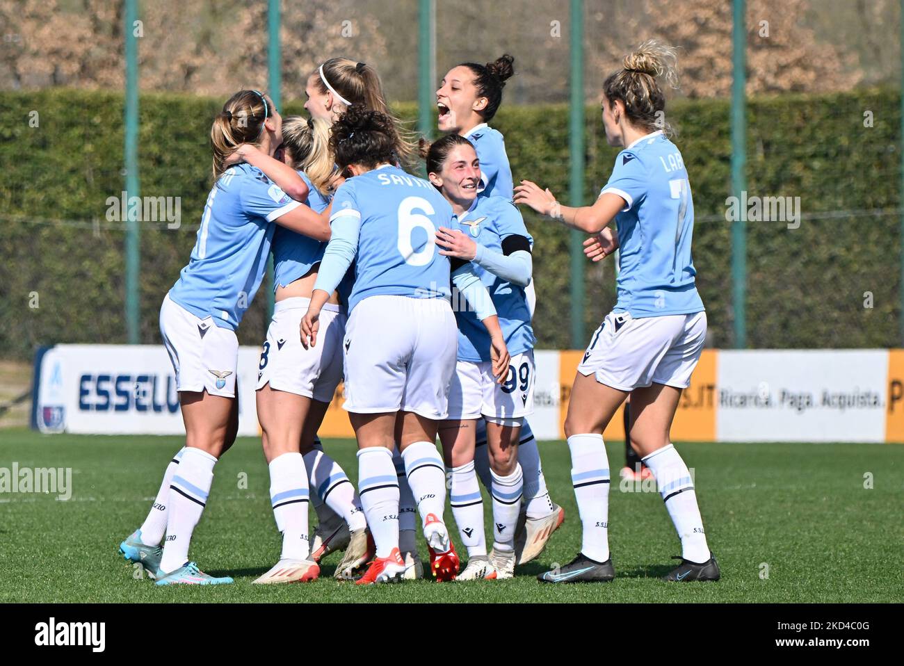 exultation players of the SS Lazio 3-1 during the Italian Football Championship League A Women 2021/2022 match between SS Lazio Women vs Sassuolo Women at the Stadium Mirko Fersini Formello (RM) on 06 March 2022. (Photo by Fabrizio Corradetti/LiveMedia/NurPhoto) Stock Photo