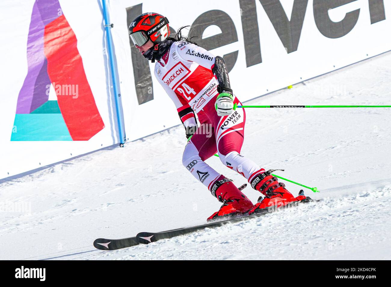 Lenzerheide Women&#039;s Giant Slalom, Stephanie Brunner (AUT) DNF FIS Ski World Cup, Lenzerheide, Switzerland, n March 6, 2022. (Photo by Jari Pestelacci/JustPictures/LiveMedia/NurPhoto) NO USE SWITZERLAND. Stock Photo