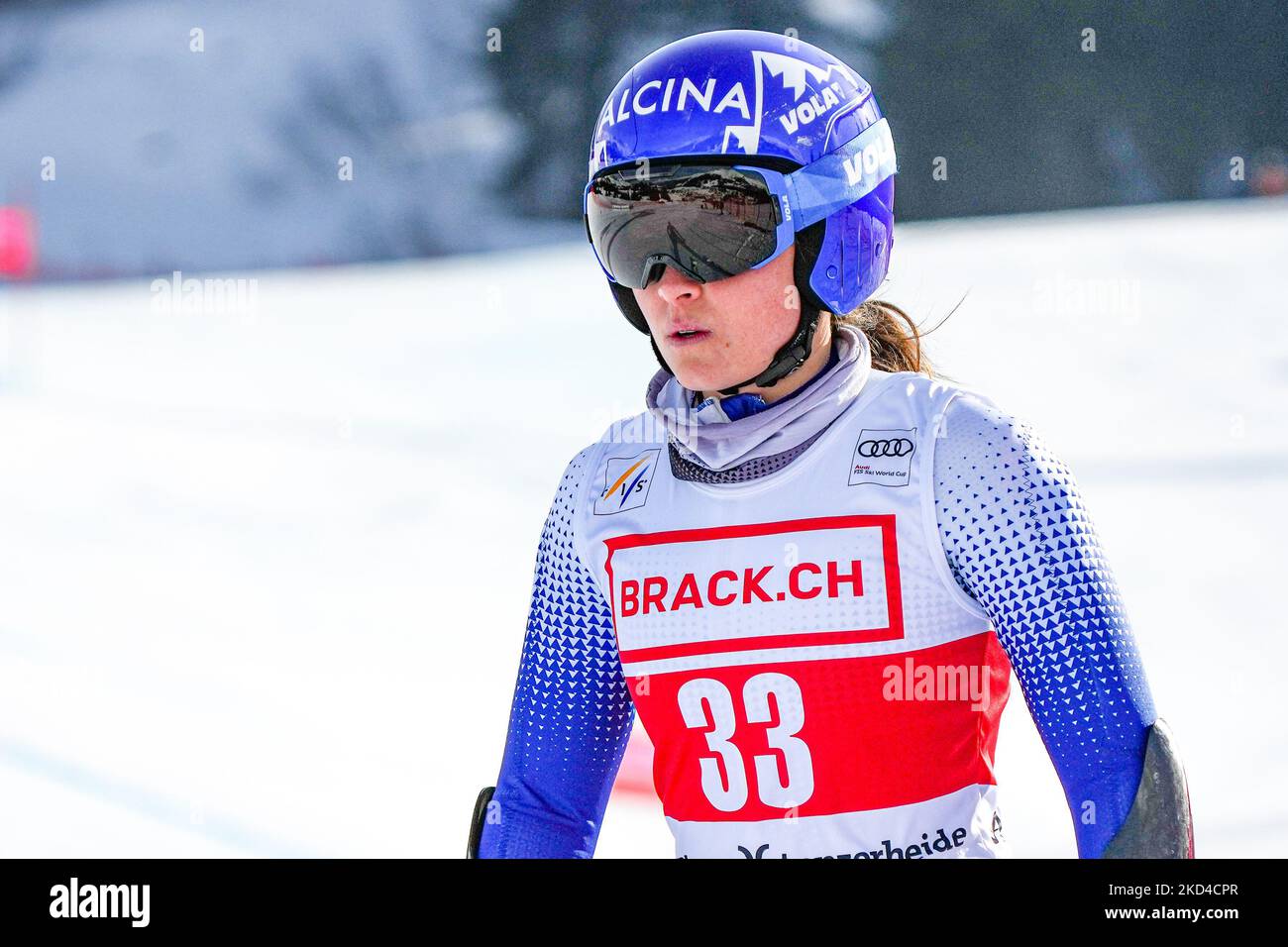 Lenzerheide Women&#039;s Giant Slalom, Adriana Jelinekova (NED) DNF FIS Ski World Cup, Lenzerheide, Switzerland, n March 6, 2022. (Photo by Jari Pestelacci/JustPictures/LiveMedia/NurPhoto) NO USE SWITZERLAND. Stock Photo