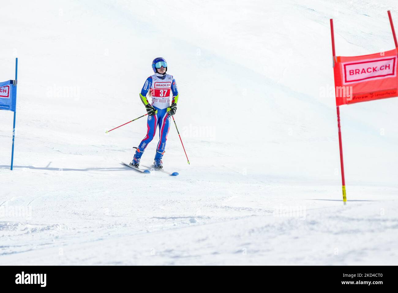 Lenzerheide Women&#039;s Giant Slalom, Clara Direz (FRA) DNF FIS Ski World Cup, Lenzerheide, Switzerland, n March 6, 2022. (Photo by Jari Pestelacci/JustPictures/LiveMedia/NurPhoto) NO USE SWITZERLAND. Stock Photo