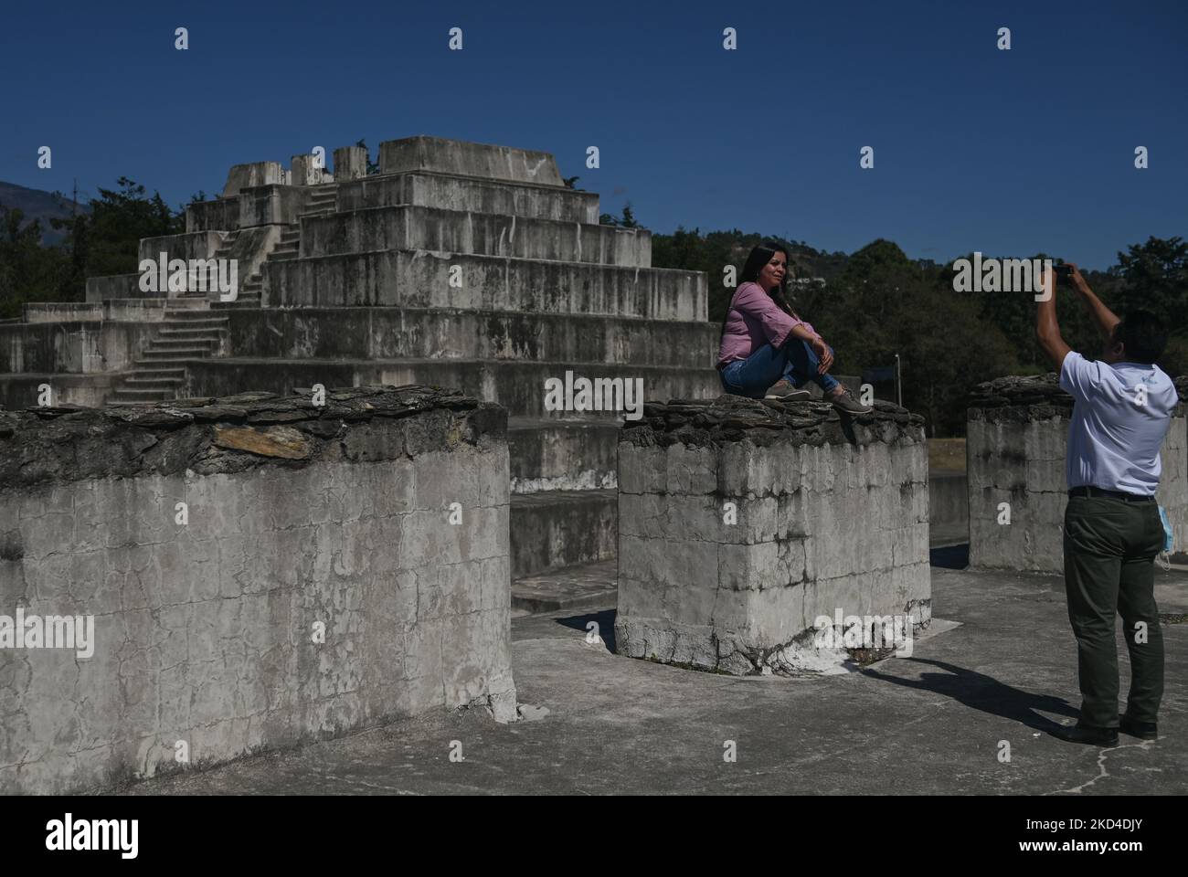 The ruins of Zaculeu, a pre-Columbian Mayan archaeological site on the outskirts of the modern city of Huehuetenango. On Wednesday, March 2 , 2022, in Zaculeu Archeological Park, Huehuetenango, Guatemala. (Photo by Artur Widak/NurPhoto) Stock Photo