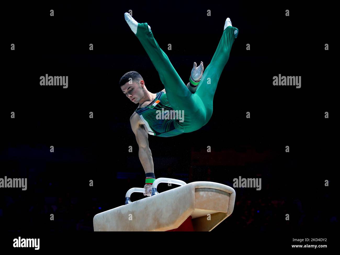 Ireland's Rhys McClenaghan competes on the pommel Horse during day