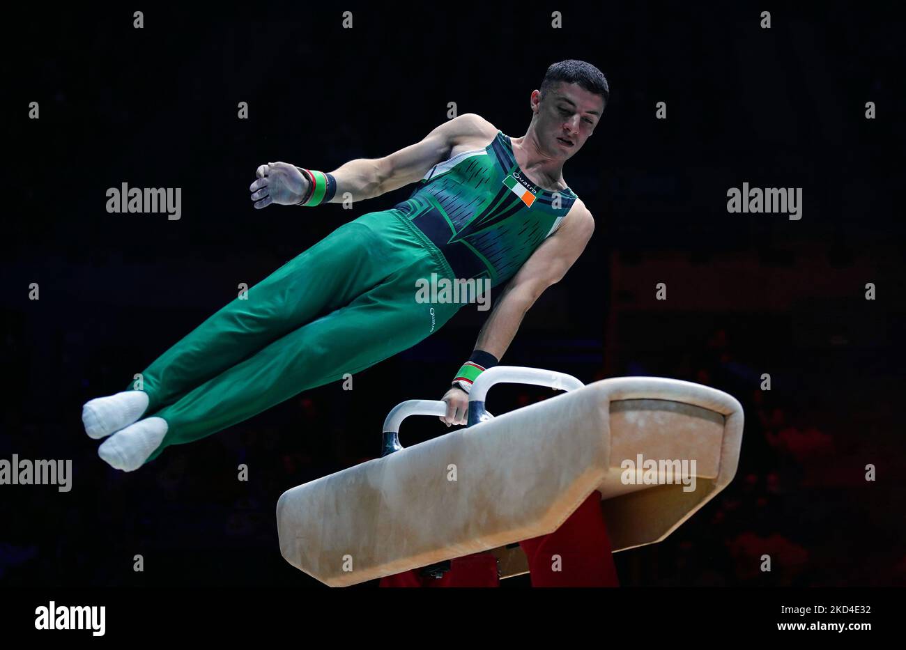 Ireland's Rhys McClenaghan competes on the pommel Horse during day