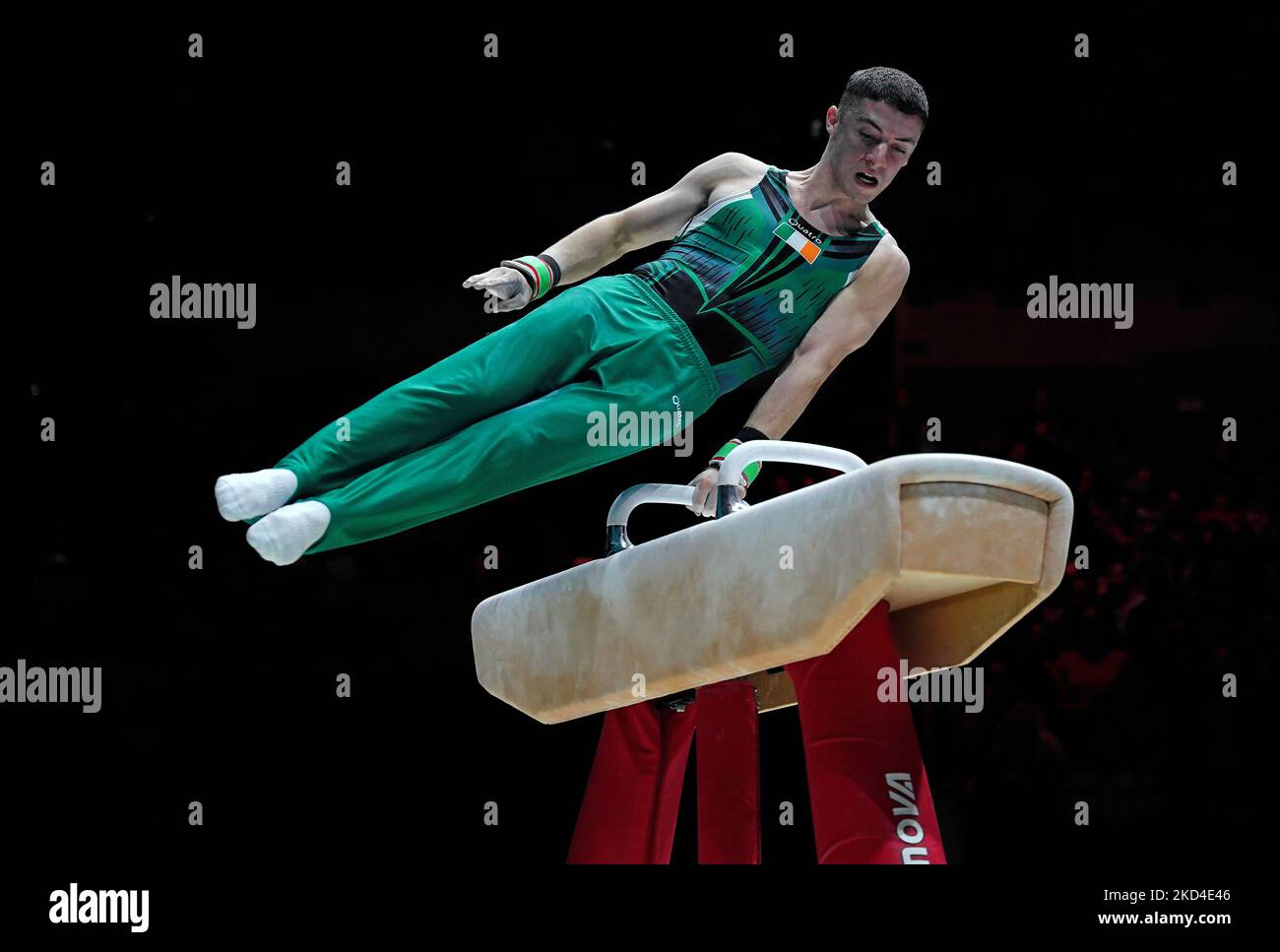 Ireland's Rhys McClenaghan competes on the pommel Horse during day