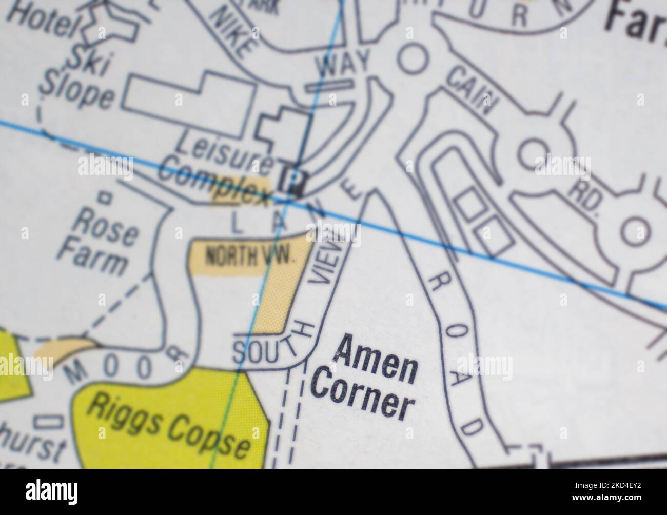 Amen Corner village - Berkshire, United Kingdom colour atlas map town ...