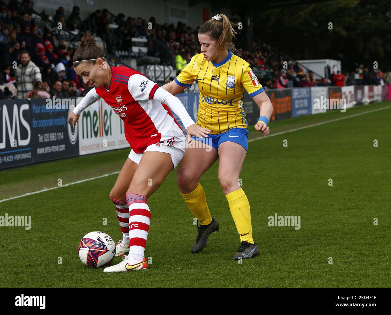 Laura Wienroither of Arsenal during the pre-match warm-up during Barclays FA Women's Super League between Arsenal Women and Birmingham City Women at Meadow Park, Borehamwoodn, UK on 06th March 2022 (Photo by Action Foto Sport/NurPhoto) Stock Photo