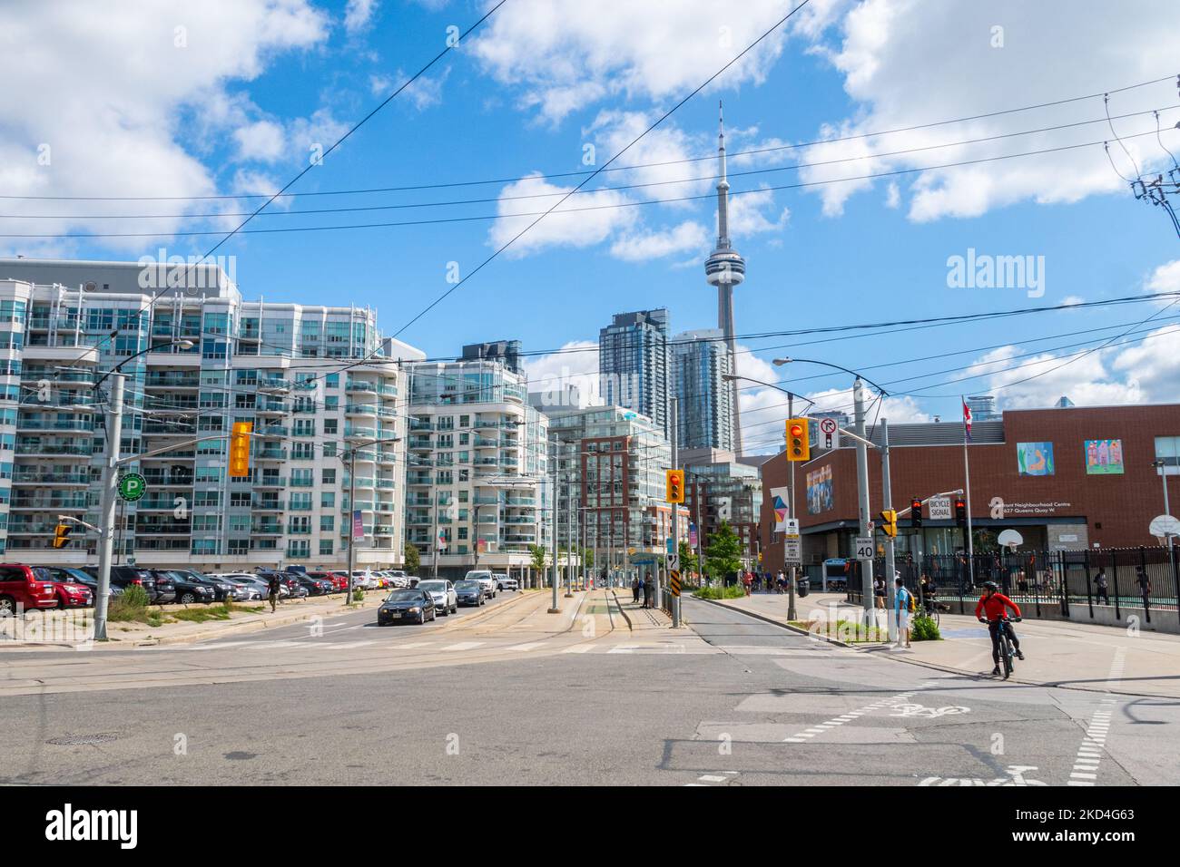 TORONTO, CANADA, 30TH JULY 22 A view along Queens Quay West towards