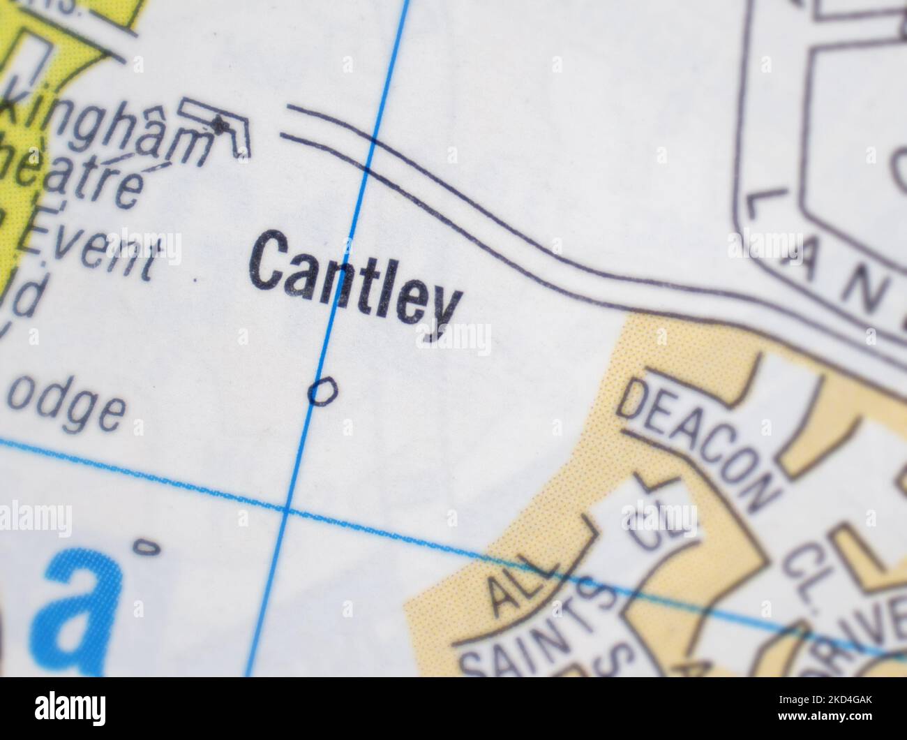 Cantley village Berkshire, United Kingdom colour atlas map town name