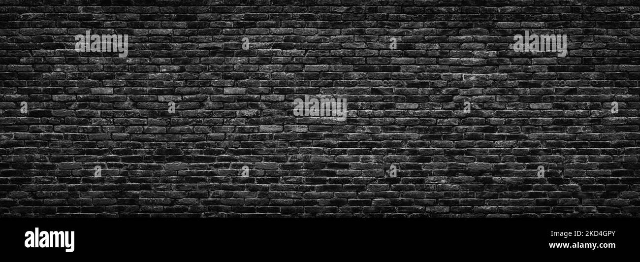 black brick wall background, vintage stone texture Stock Photo
