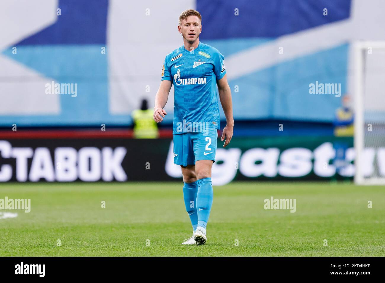 Dmitri Chistyakov of Zenit St. Petersburg looks on during the Russian Premier League match between FC Zenit Saint Petersburg and FC Ufa on March 7, 2022 at Gazprom Arena in Saint Petersburg, Russia. (Photo by Mike Kireev/NurPhoto) Stock Photo