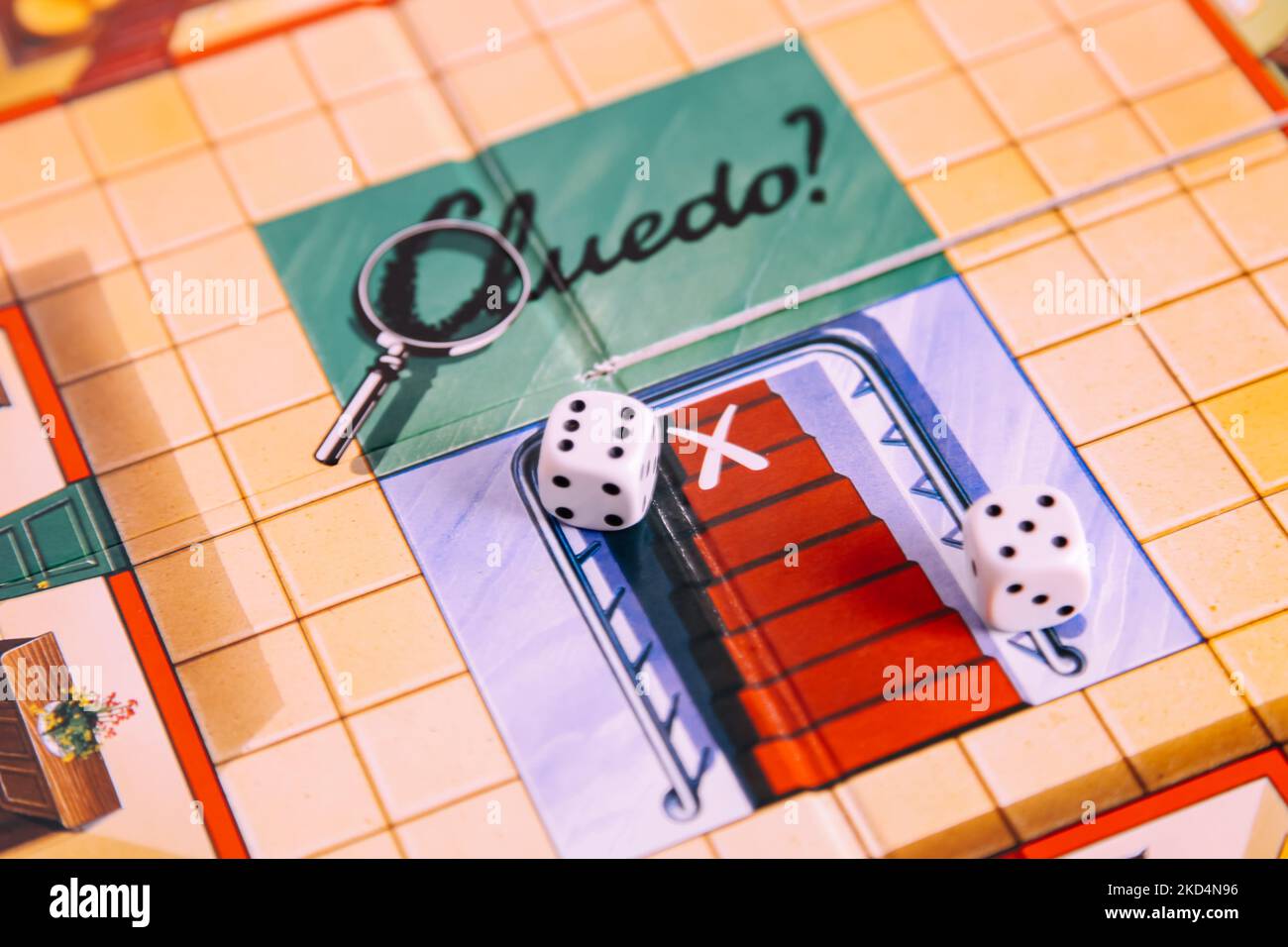 Dice on a Cluedo board game by Waddingtons Hasbro Stock Photo