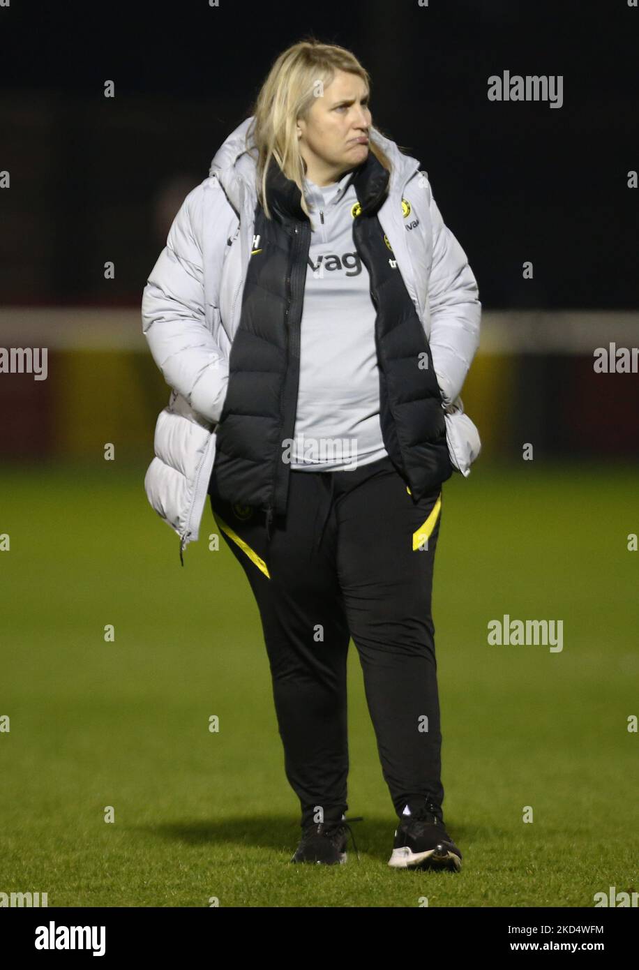 Chelsea Women Head Coach Emma Hayes during Barclays FA Women's Super League match between West Ham United Women and Chelsea, at The Chigwell Construction Stadium on 10th March, 2022 in Dagenham, England (Photo by Action Foto Sport/NurPhoto) Stock Photo