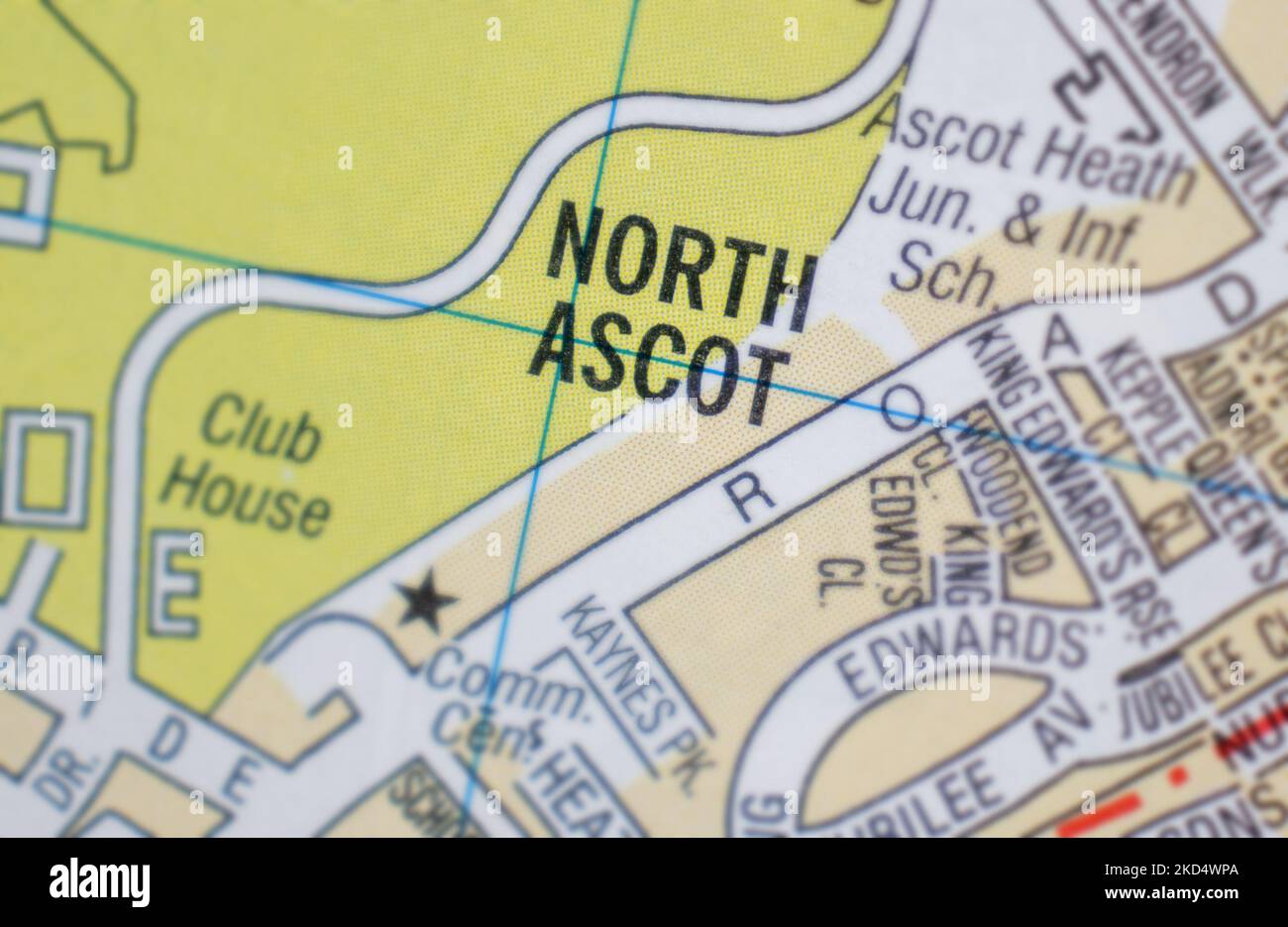 North Ascot village Berkshire, United Kingdom colour atlas map town