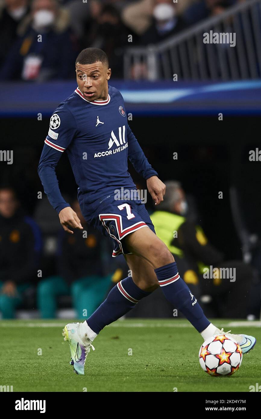 Kylian Mbappe of PSG in action during the UEFA Champions League Round ...