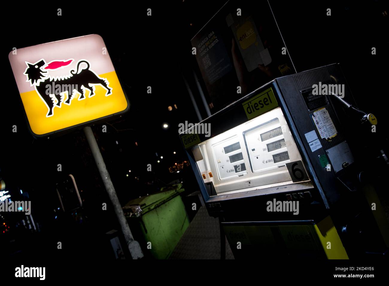 Prices for fuel at a gas station in Rome, Italy, Italy, on Saturday