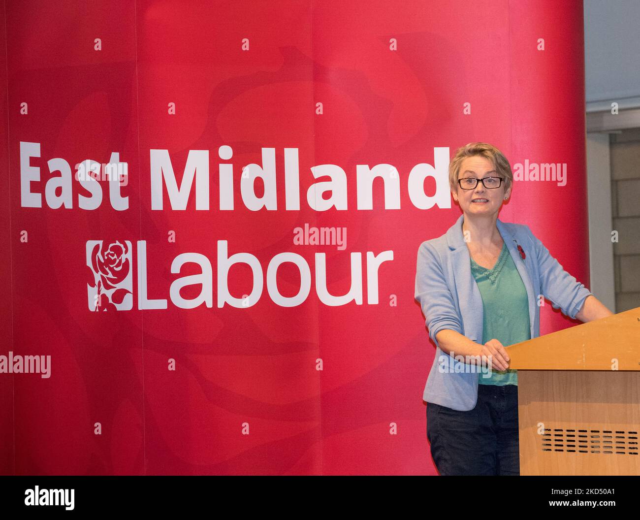 The East Midlands Labour Party Conference 2022, Holywell Park Conference Centre, Loughborough, Leicestershire, England, UK. 5th Nov, 2022. Yvette Cooper MP, Shadow Home Secretary, speaking at the East Midlands Labour Party Conference. Credit: Alan Beastall/Alamy Live News Stock Photo