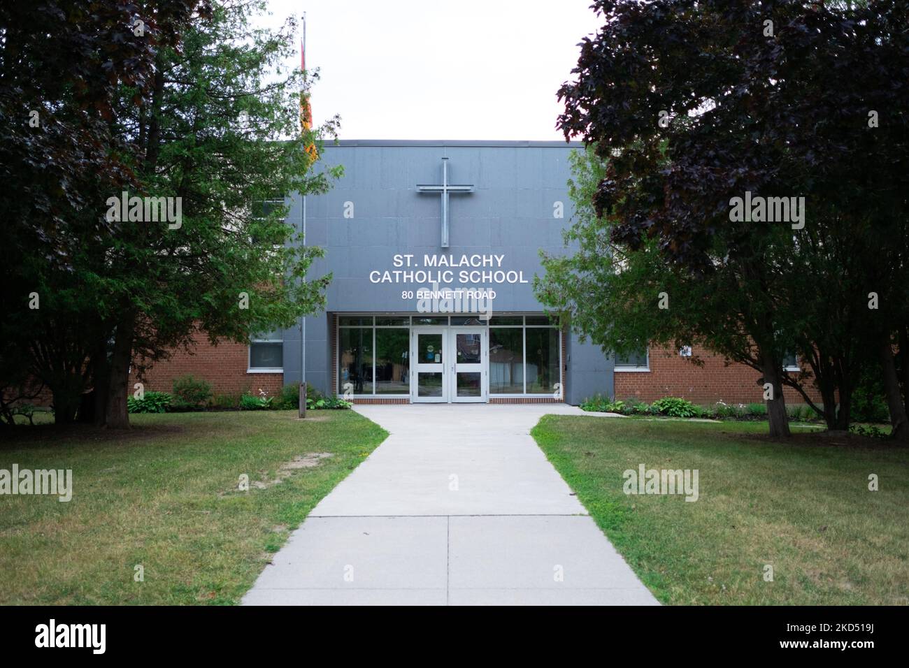 The facade shot of St Malachy Catholic Elementary School in Scarborough