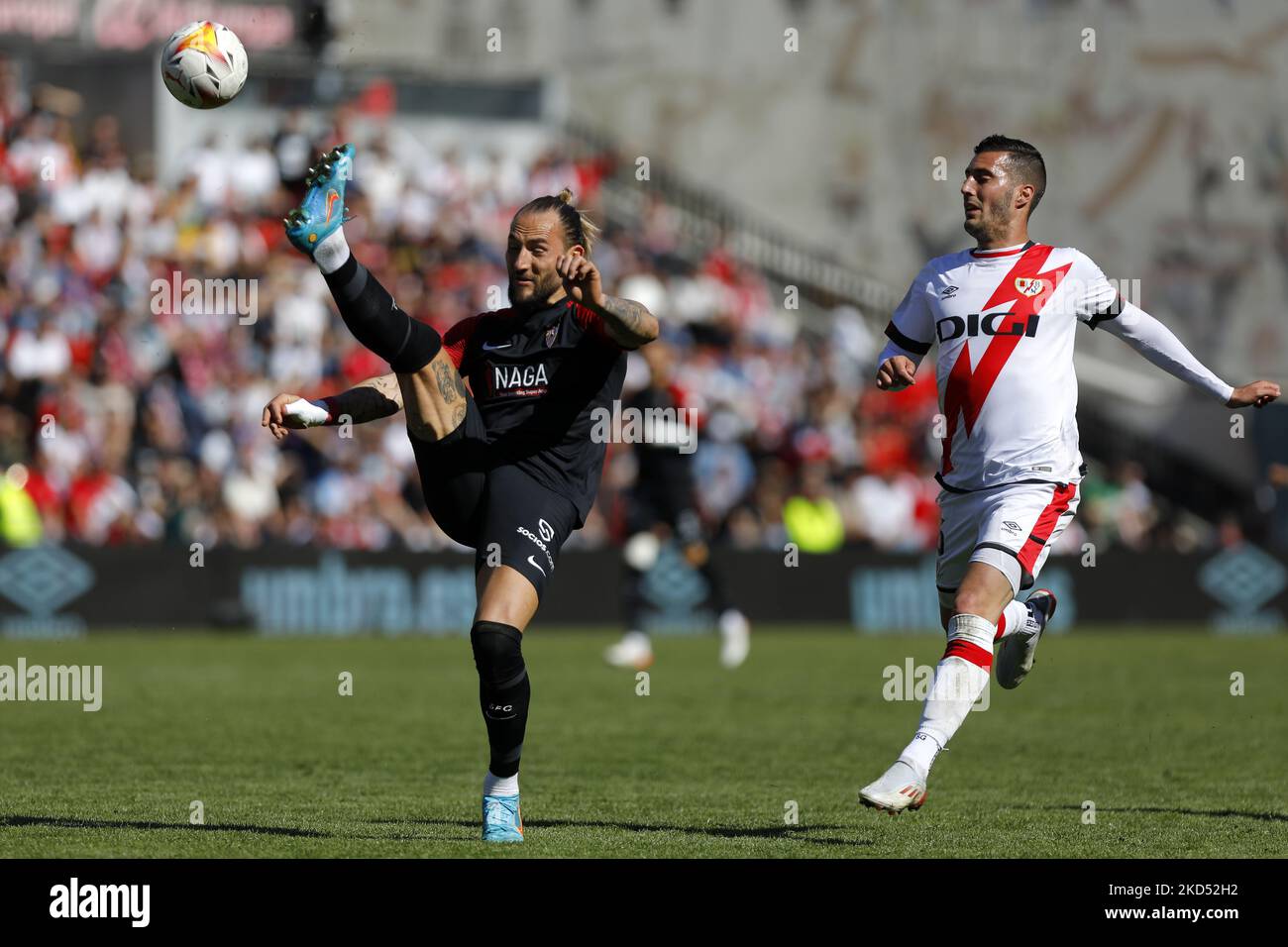 <s3 during the Liga match between Rayo Vallecano and Sevilla FC at Estadio de Vallecas in Barcelona, Spain. (Photo by DAX Images/NurPhoto) Stock Photo