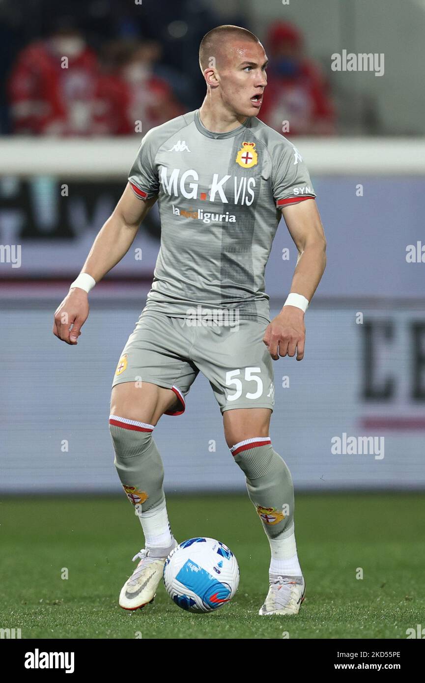 Genoa, Italy. 30 April 2022. Leo Ostigard of Genoa CFC in action during the  Serie A football match between UC Sampdoria and Genoa CFC. Credit: Nicolò  Campo/Alamy Live News Stock Photo - Alamy