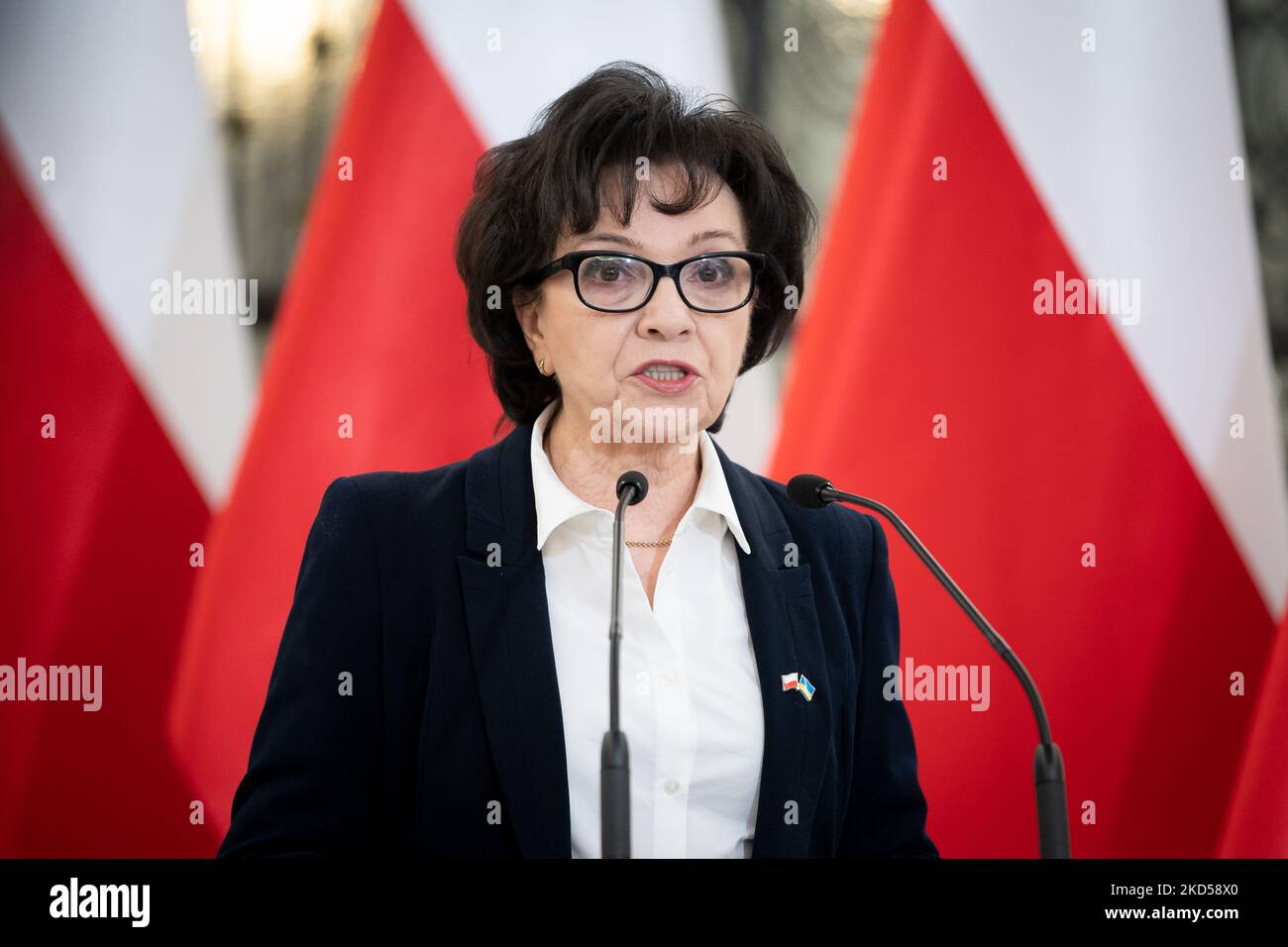 Marshal of the Sejm Elzbieta Witek during the 50th session of the Sejm (lower house of Polish Parliament) in Warsaw, Poland on March 8, 2022 (Photo by Mateusz Wlodarczyk/NurPhoto) Stock Photo