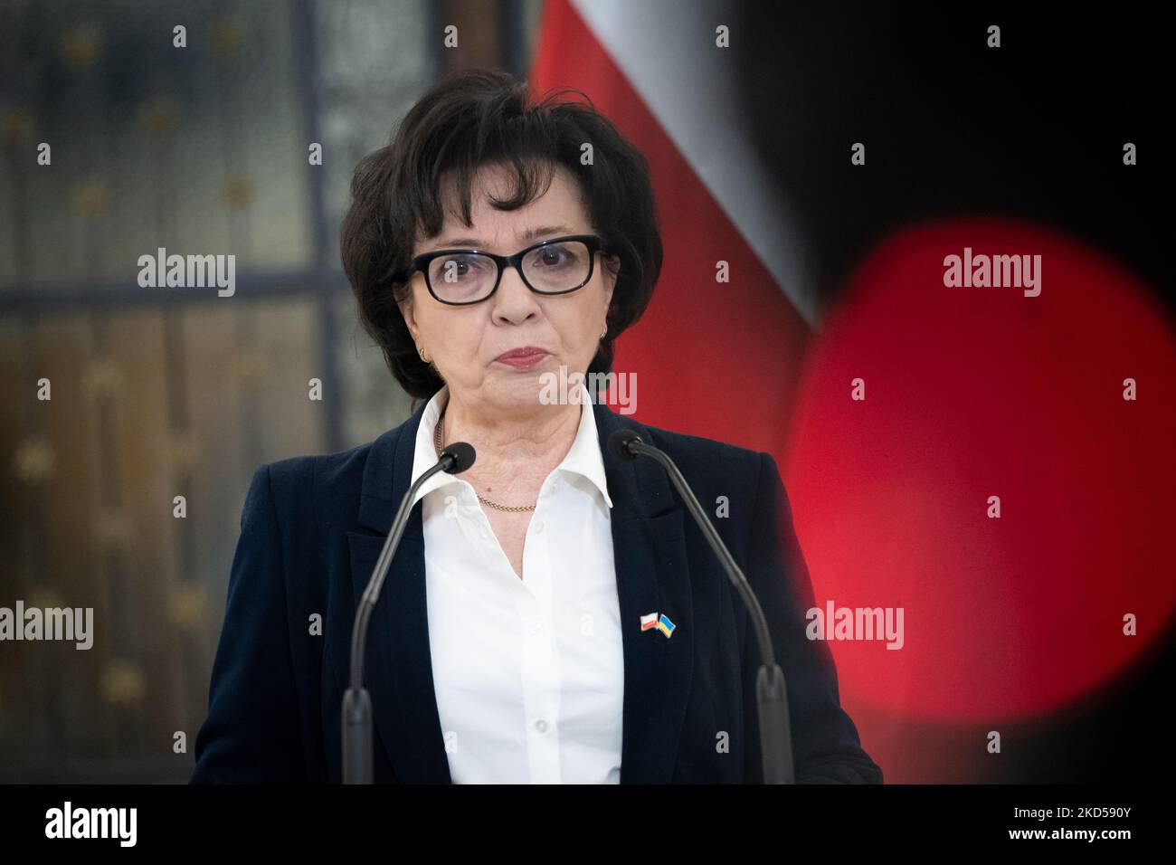 Marshal of the Sejm Elzbieta Witek during the 50th session of the Sejm (lower house of Polish Parliament) in Warsaw, Poland on March 8, 2022 (Photo by Mateusz Wlodarczyk/NurPhoto) Stock Photo