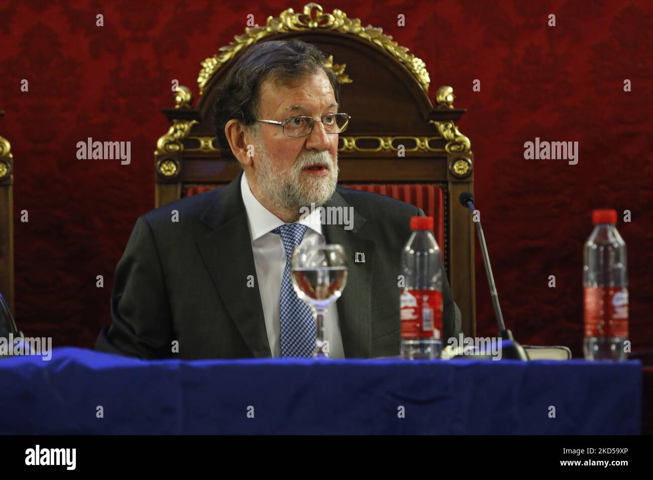 The former Prime Minister of Spain, Mariano Rajoy, during a presentation of his book entitled Politics for adults in Granada, Spain on March 16, 2022. (Photo by Ãlex CÃ¡mara/NurPhoto) Stock Photo