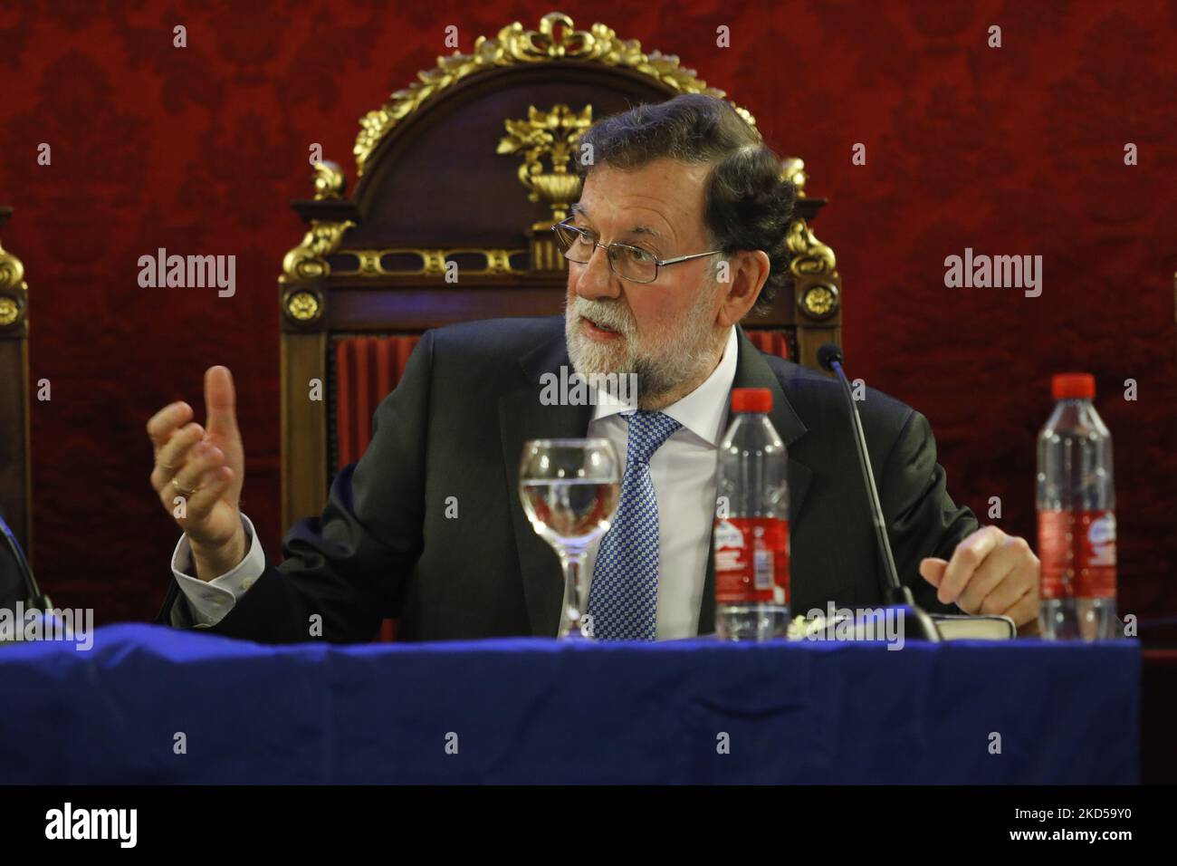 The former Prime Minister of Spain, Mariano Rajoy, during a presentation of his book entitled Politics for adults in Granada, Spain on March 16, 2022. (Photo by Ãlex CÃ¡mara/NurPhoto) Stock Photo