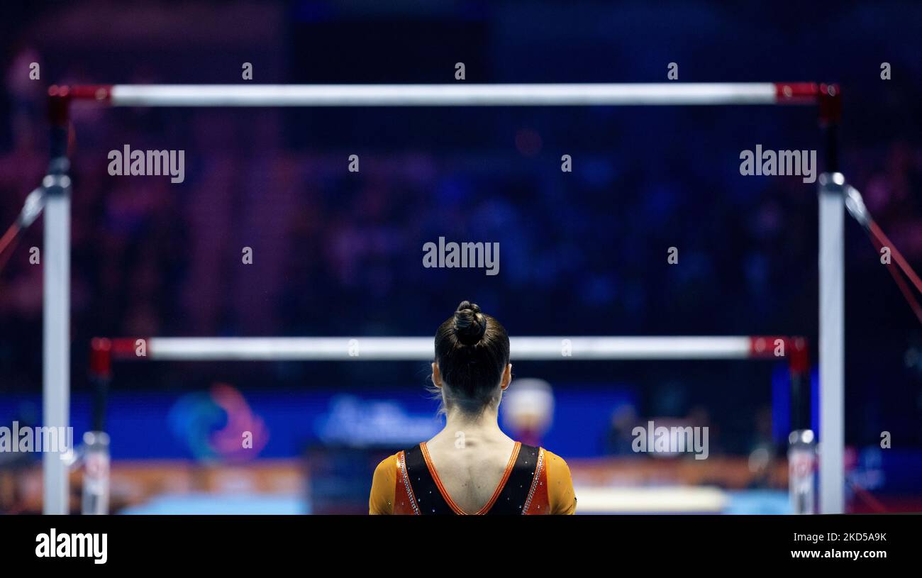 LIVERPOOL Naomi Visser in action during the women's apparatus final